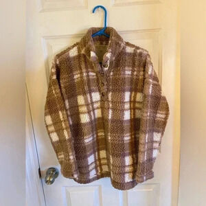 Ultra Flirt Size Small Super Soft Plaid Fleece Pull-Over